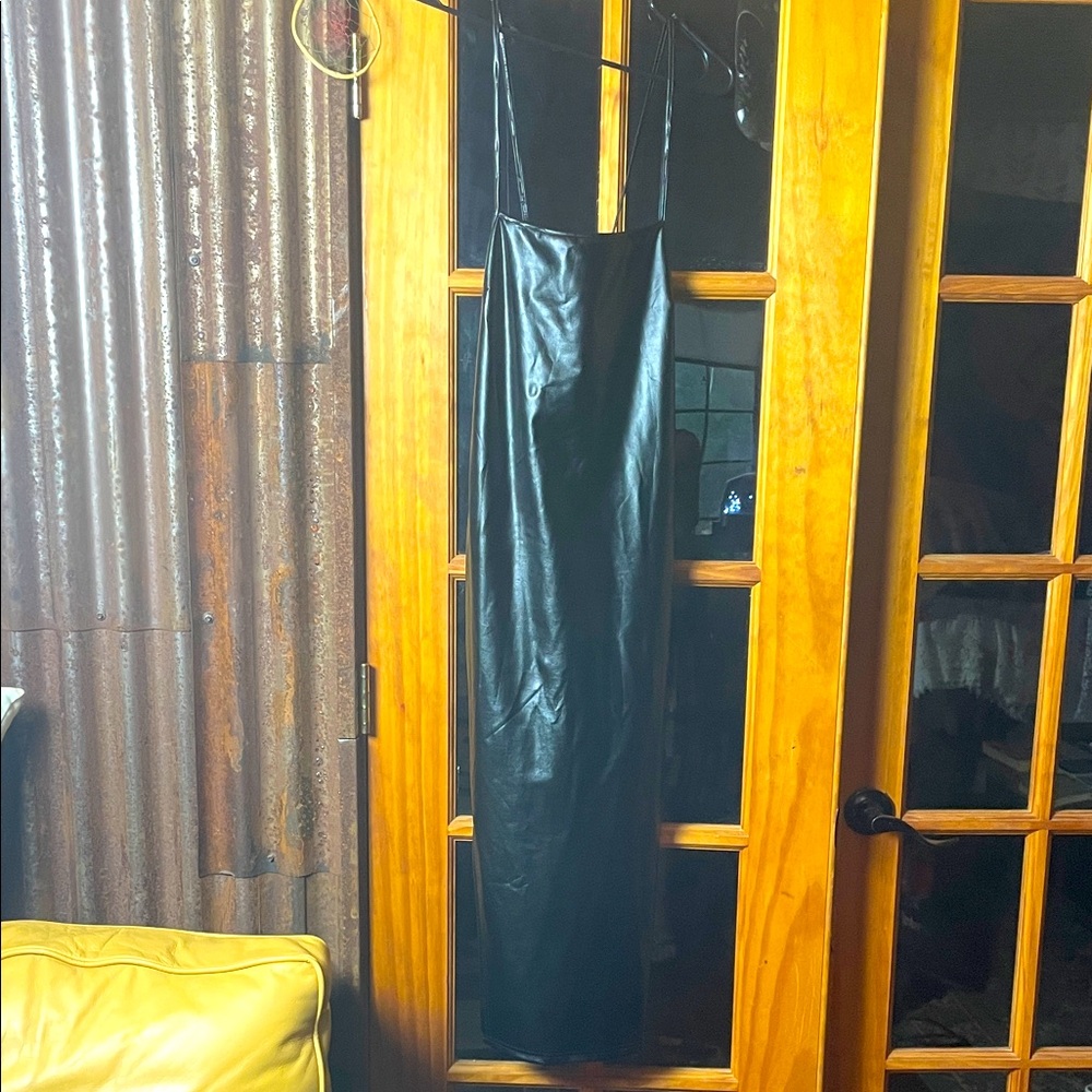 SHEIN Black Vegan Leather-look Dress, Size XL